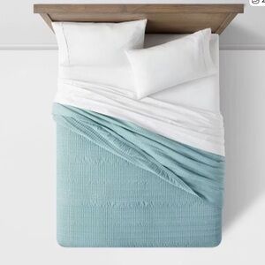 Threshold Lofty Velvet Quilt 
Light teal blue
King